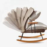 Brown Beige Track Arms Rocking Chair with Slipcover Image - 6