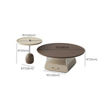 Brown Block Base Round Coffee Table with Storage Image - 14