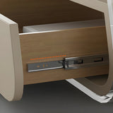 Brown Block Base Round Coffee Table with Storage Image - 5