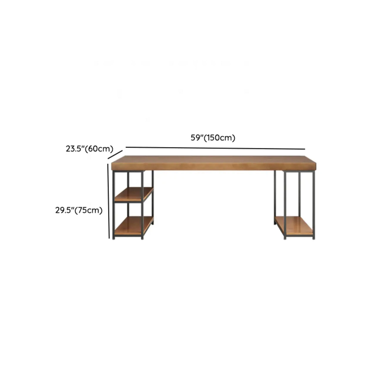 Brown Butcher Block Shelving Storage Computer Desk Image - 12