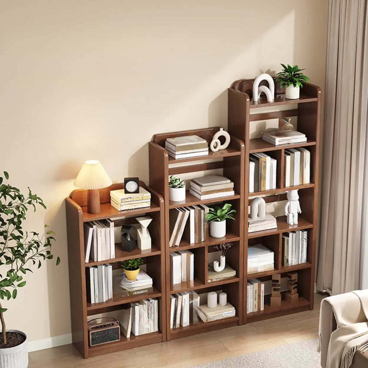 Brown Casual Open Vertical Wood Organizer Bookshelf Image - 2