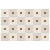 Brown Checkered Wool-Look Beige Rectangular Area Rug Image - 5