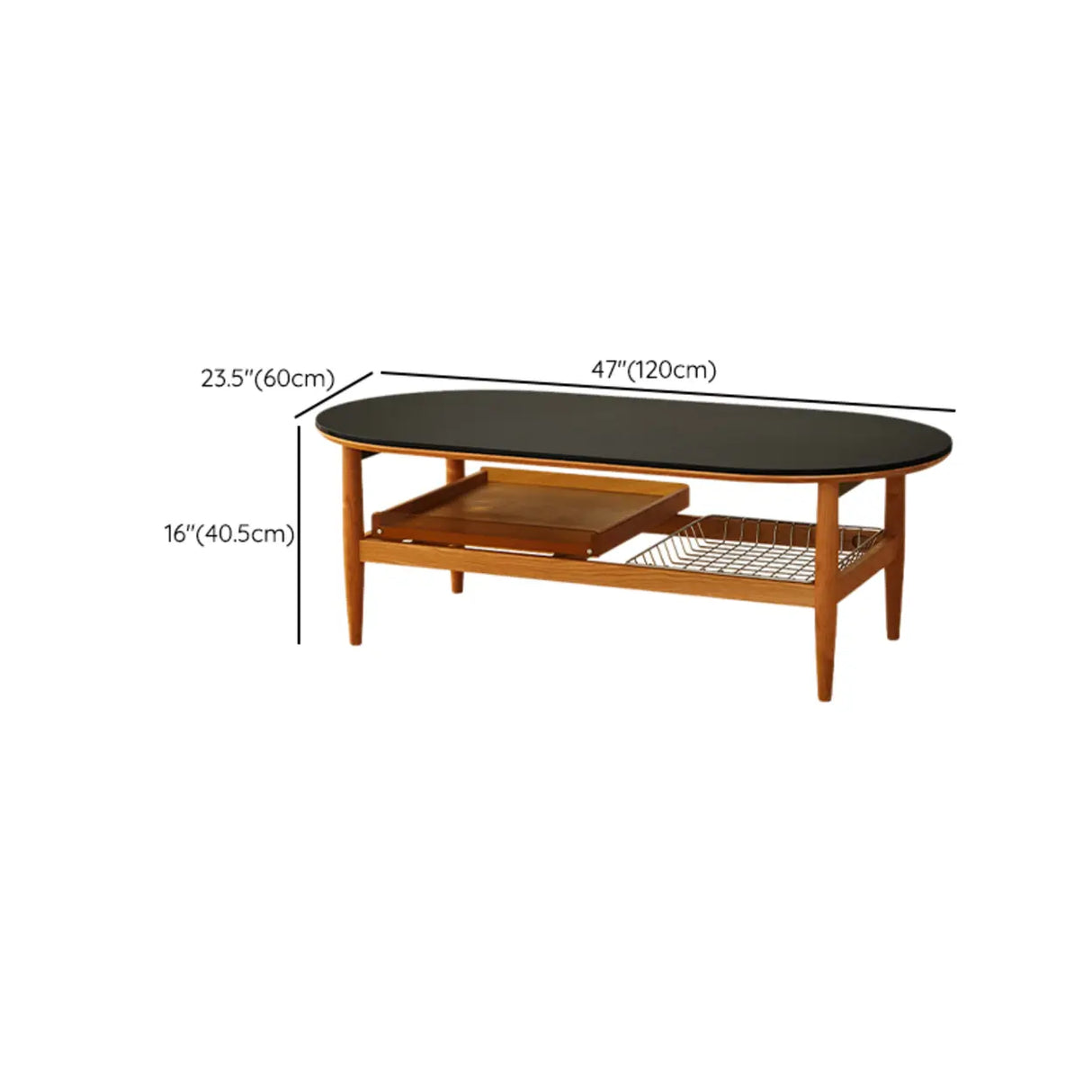 Brown Cherry Wood Storage Coffee Table with Four Legs Image - 13