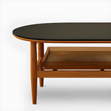 Brown Cherry Wood Storage Coffee Table with Four Legs Image - 6