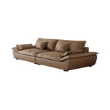 Brown Cow Leather Flared Arm Pillow Back Foam Fill Sofa Image - 10