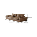 Brown Cow Leather Flared Arm Pillow Back Foam Fill Sofa Image - 13