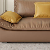Brown Cow Leather Flared Arm Pillow Back Foam Fill Sofa Image - 7