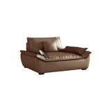 Brown Cow Leather Flared Arm Pillow Back Foam Fill Sofa Image - 8
