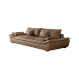 Brown Cow Leather Flared Arm Pillow Back Foam Fill Sofa Image - 9