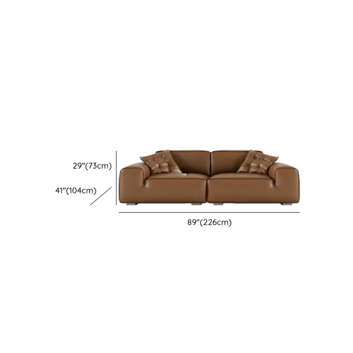Brown Cowhide Three Seater Sofa for Living Room 