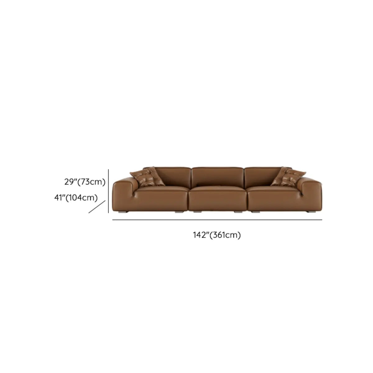 Brown Cowhide Three Seater Sofa for Living Room Image - 13