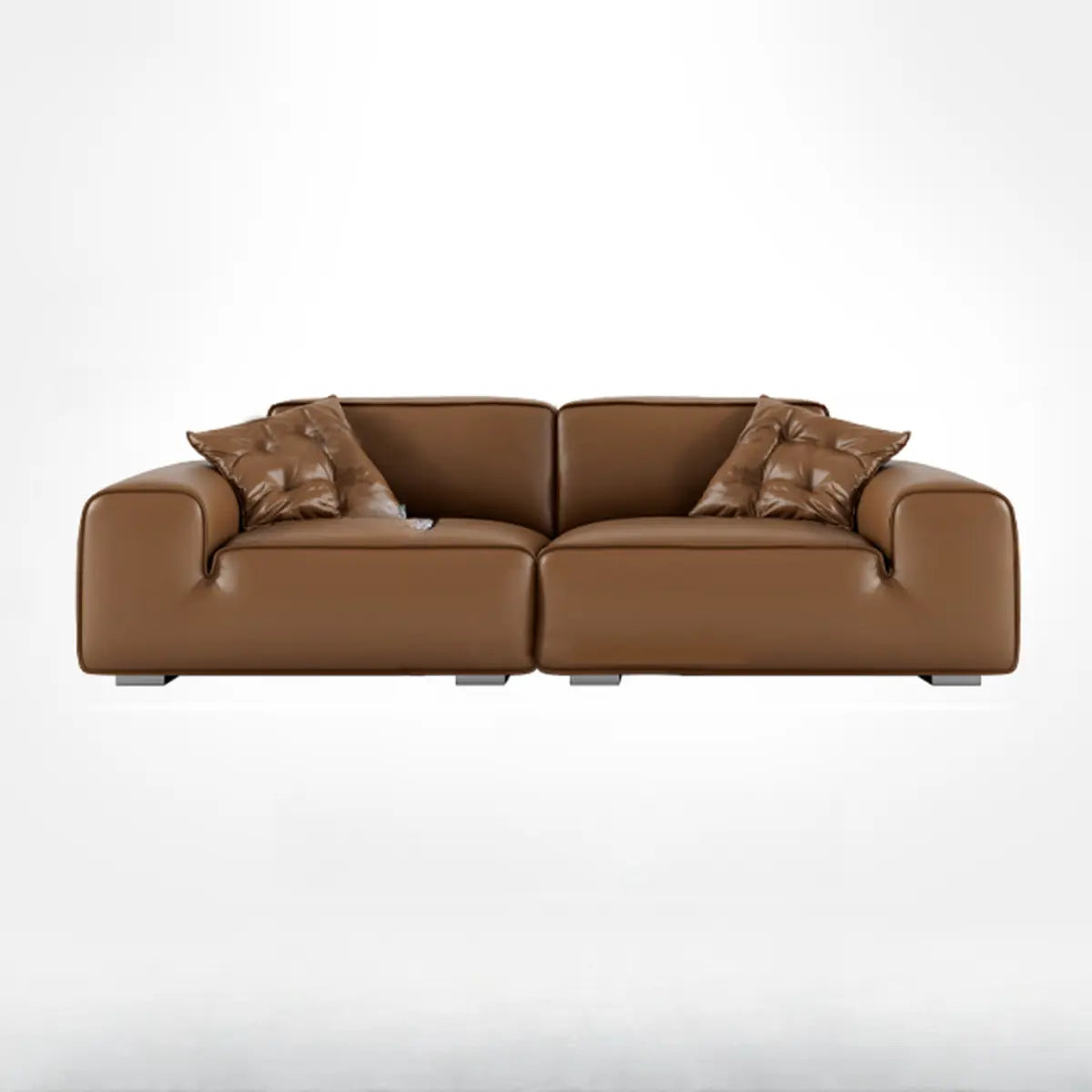 Brown Cowhide Three Seater Sofa for Living Room Image - 2