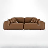 Brown Cowhide Three Seater Sofa for Living Room Image - 2