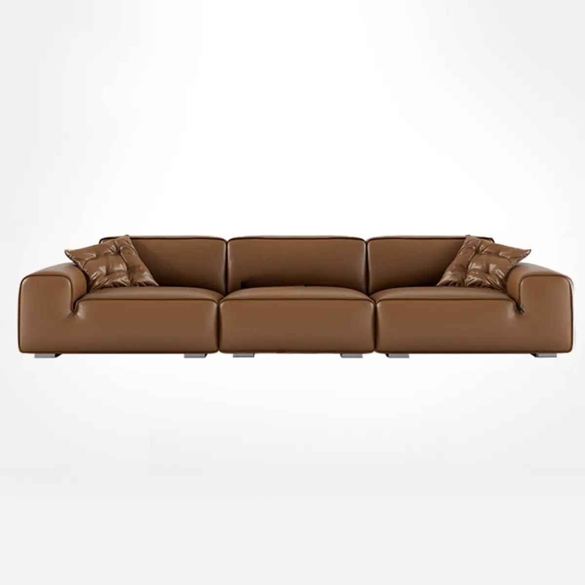 Brown Cowhide Three Seater Sofa for Living Room Image - 3