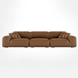 Brown Cowhide Three Seater Sofa for Living Room Image - 3