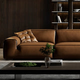 Brown Cowhide Three Seater Sofa for Living Room Image - 4
