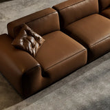 Brown Cowhide Three Seater Sofa for Living Room Image - 5