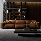 Brown Cowhide Three Seater Sofa for Living Room Image - 7