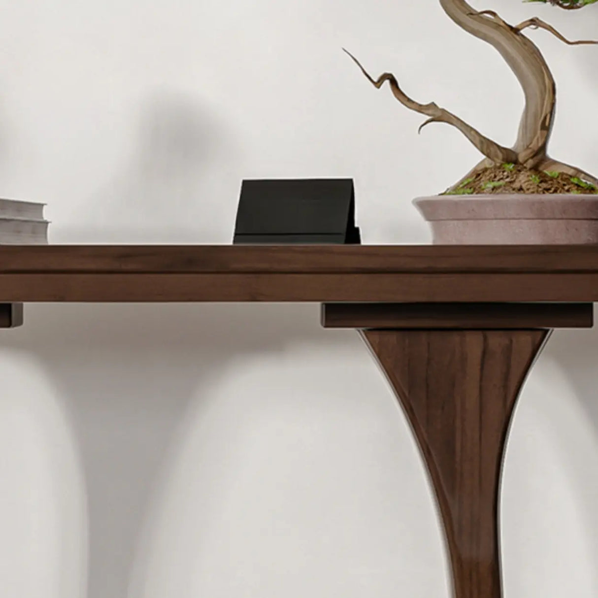 Brown Creative U-Shaped Walnut Entryway Console Table Image - 4