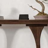 Brown Creative U-Shaped Walnut Entryway Console Table Image - 4