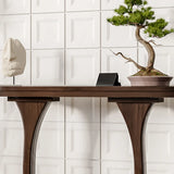 Brown Creative U-Shaped Walnut Entryway Console Table Image - 7