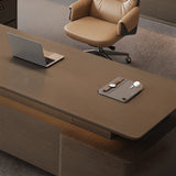 Brown Deep L-Shaped Walnut Computer Desk with Storage Image - 12