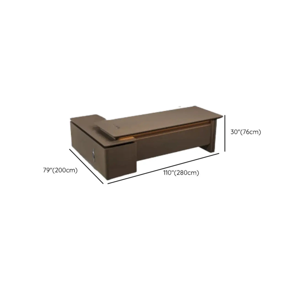 Brown Deep L-Shaped Walnut Computer Desk with Storage Image - 16