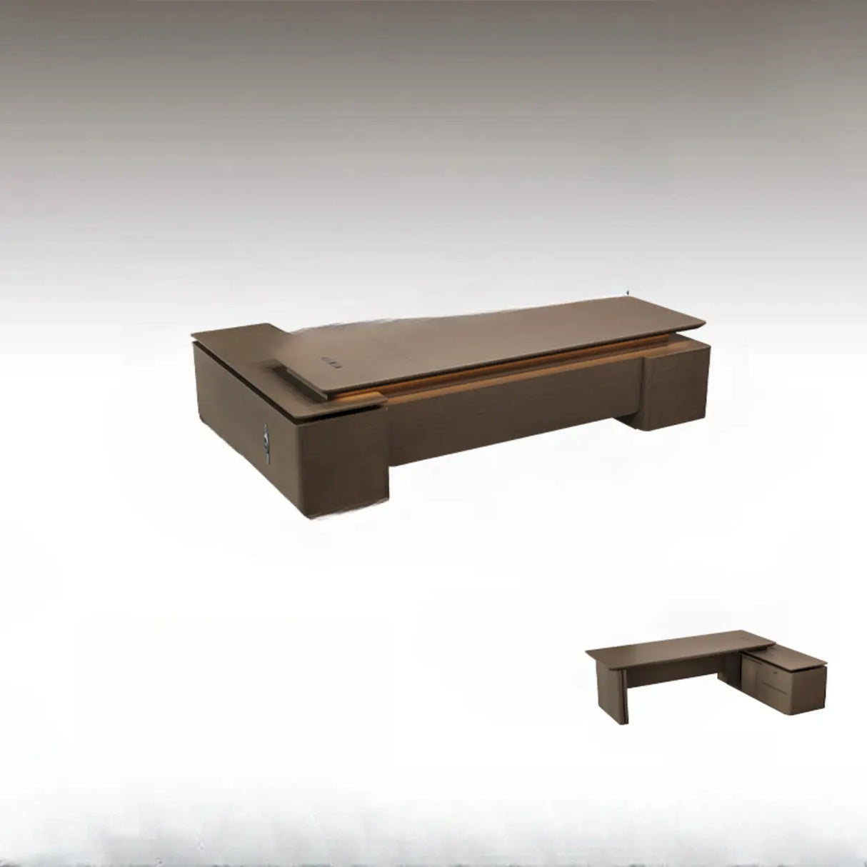 Brown Deep L-Shaped Walnut Computer Desk with Storage Image - 3