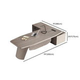 Brown Deep L-Shaped Wood Desk with Shelves and Storage Image - 16