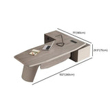 Brown Deep L-Shaped Wood Desk with Shelves and Storage Image - 19