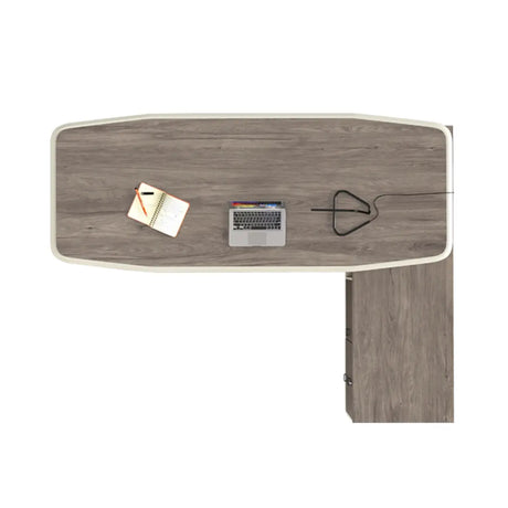 Brown Deep L-Shaped Wood Desk with Shelves and Storage Image - 2