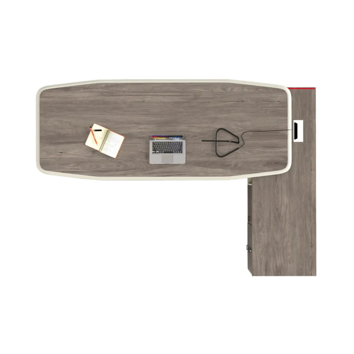 Brown Deep L-Shaped Wood Desk with Shelves and Storage Image - 3