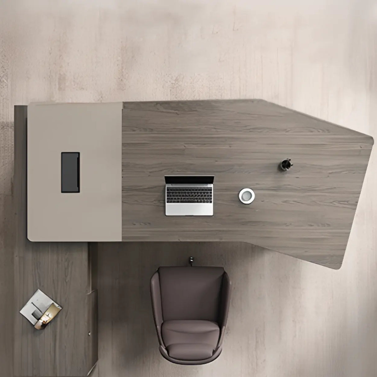 Brown Deep L-Shaped Wood Desk with Storage and Cabinets Image - 16