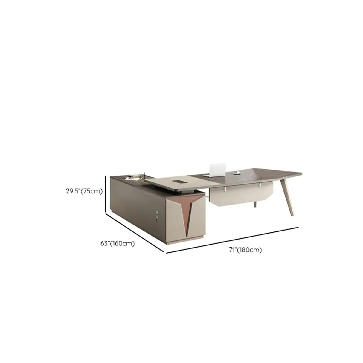 Brown Deep L-Shaped Wood Desk with Storage and Cabinets Image - 18