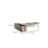 Brown Deep L-Shaped Wood Desk with Storage and Cabinets Image - 18