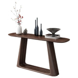Brown Entryway Curved Pine Dark Wood Console Table Image - 2