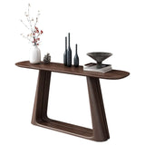 Brown Entryway Curved Pine Dark Wood Console Table Image - 2