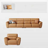 Brown Faux Leather Biscuit Back L-Shape Sectional Image - 11