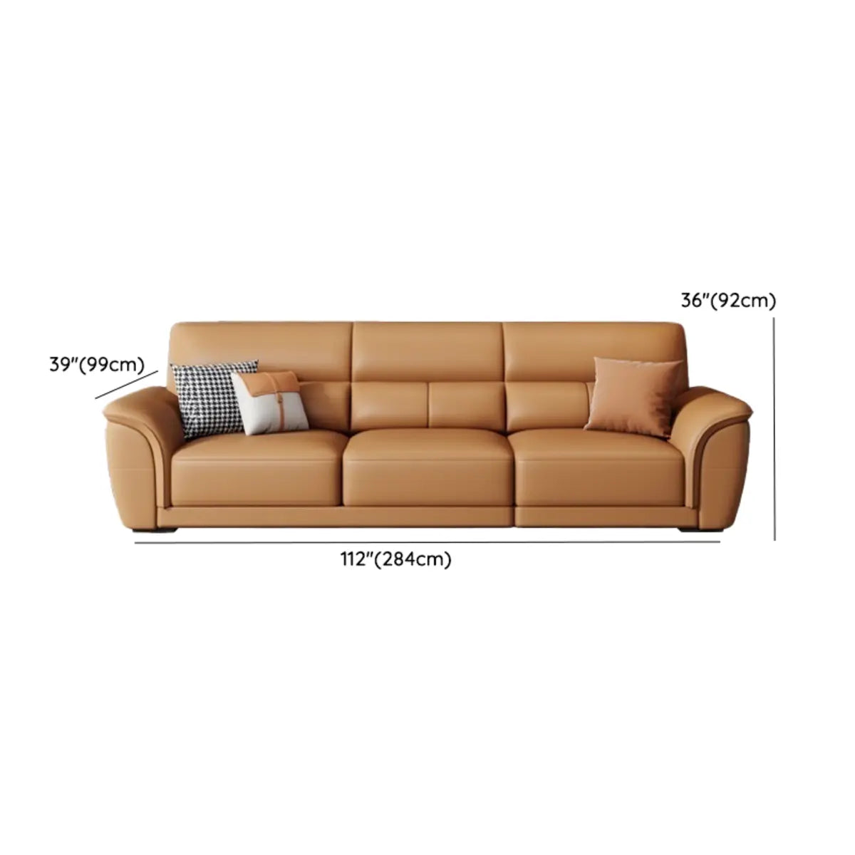 Brown Faux Leather Biscuit Back L-Shape Sectional 
