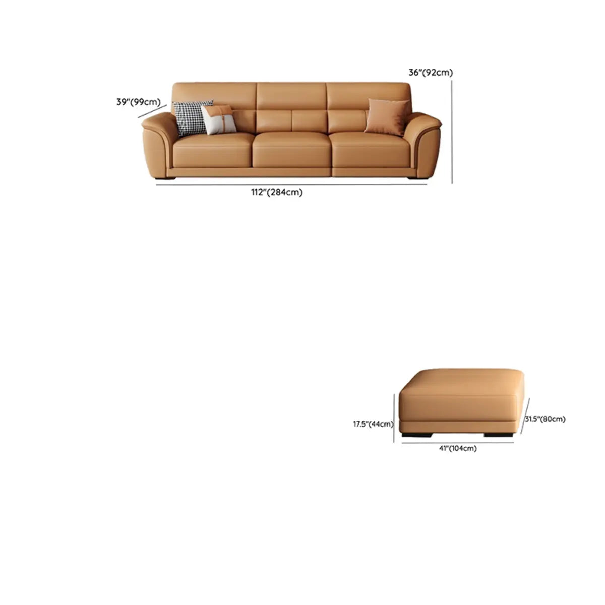 Brown Faux Leather Biscuit Back L-Shape Sectional Image - 22