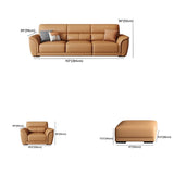 Brown Faux Leather Biscuit Back L-Shape Sectional Image - 23
