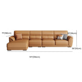Brown Faux Leather Biscuit Back L-Shape Sectional Image - 29