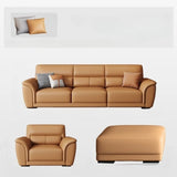 Brown Faux Leather Biscuit Back L-Shape Sectional Image - 6