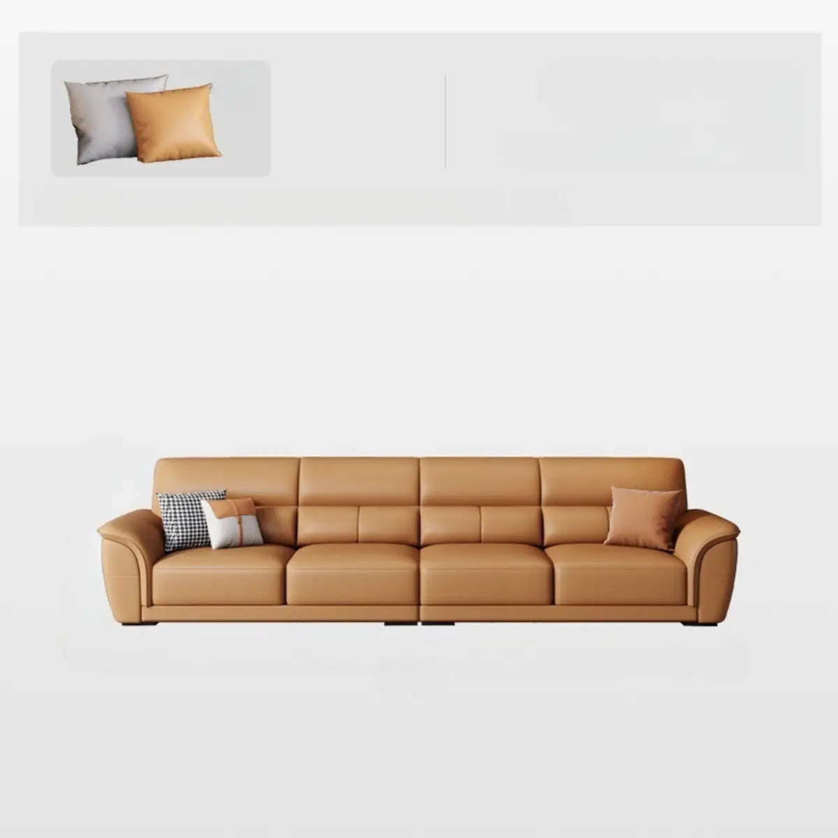 Brown Faux Leather Biscuit Back L-Shape Sectional Image - 7