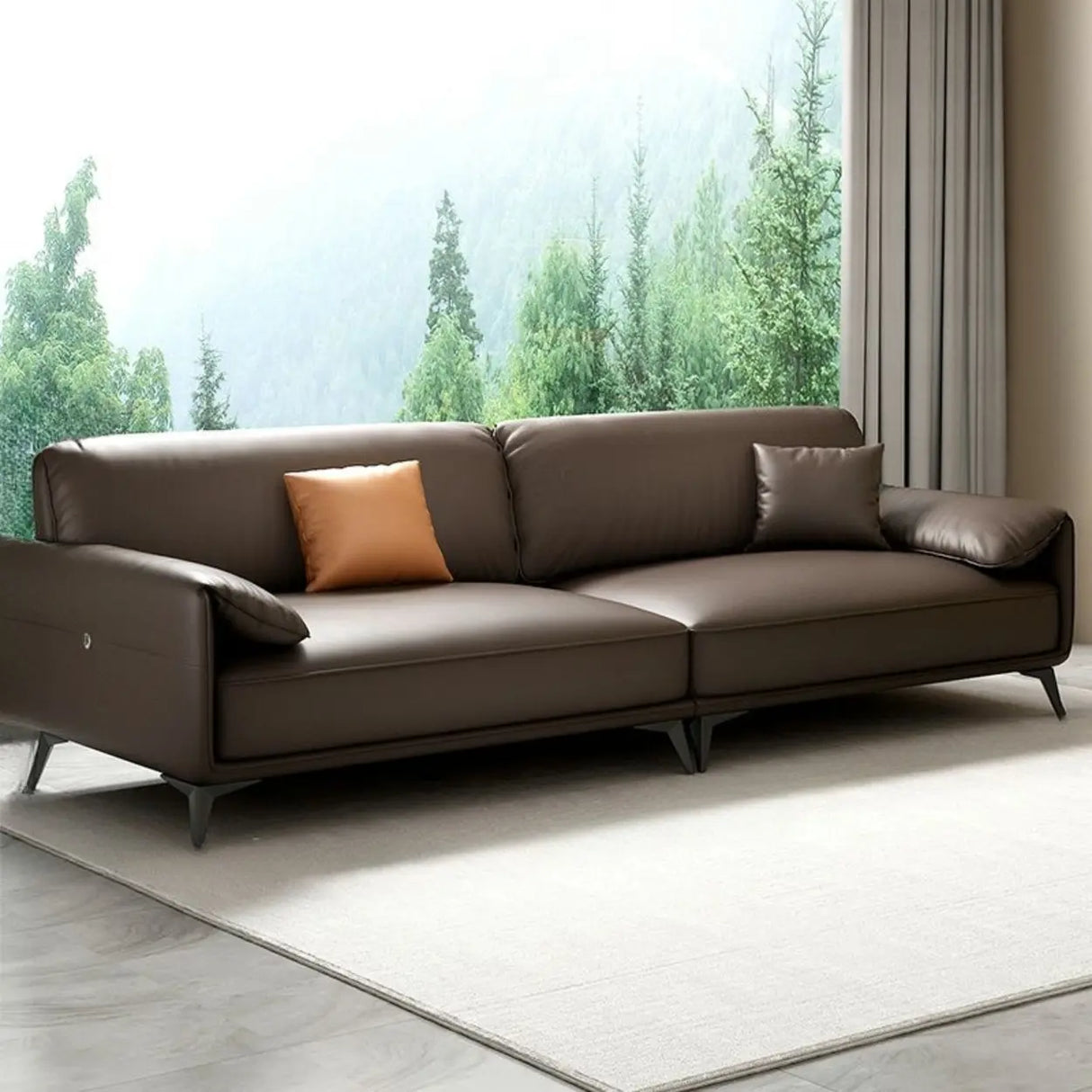 Brown Faux Leather Sofa Seating Group with Gliders Image - 11