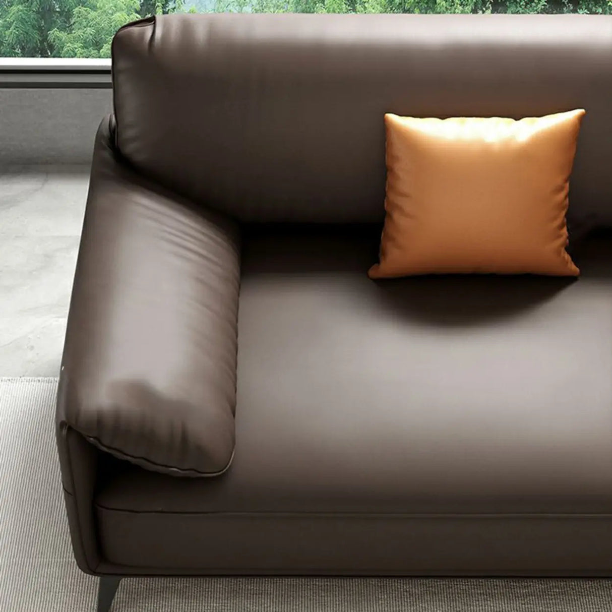 Brown Faux Leather Sofa Seating Group with Gliders Image - 12