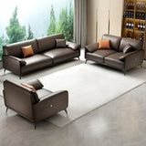 Brown Faux Leather Sofa Seating Group with Gliders Image - 2