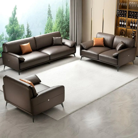 Brown Faux Leather Sofa Seating Group with Gliders Image - 2