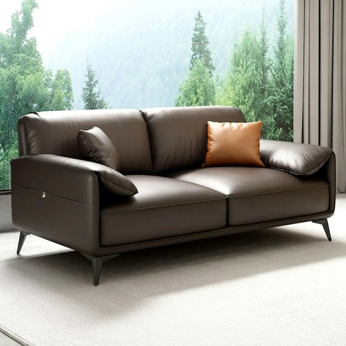Brown Faux Leather Sofa Seating Group with Gliders Image - 5
