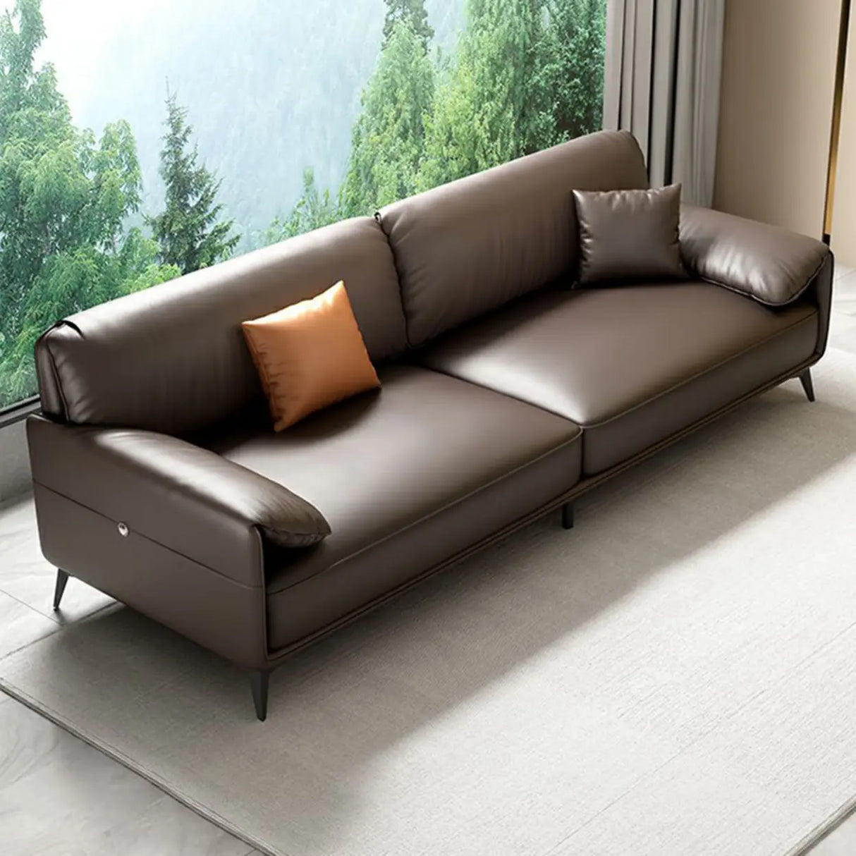 Brown Faux Leather Sofa Seating Group with Gliders Image - 8